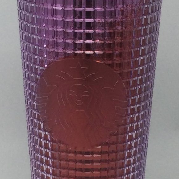 Purple & Pink Ombré Grid Starbucks Drink Tumbler - Picture 2 of 5